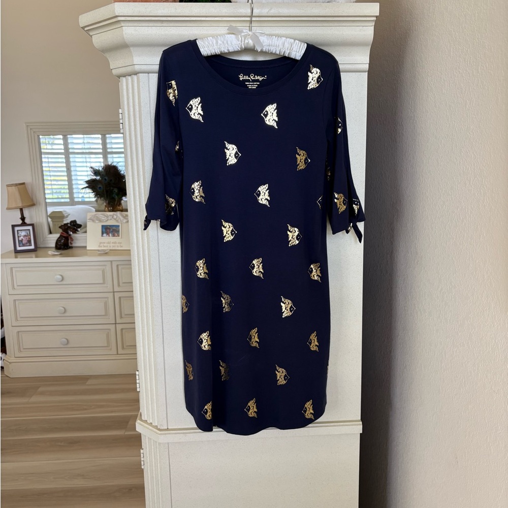 Lilly Pulitzer Navy Dress with Gold Accents Size S